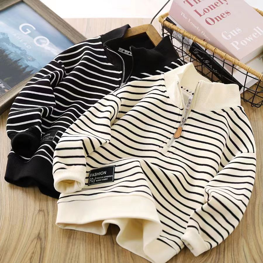 2.3 เสื้อกันหนาวโปโล ลายทาง แฟชั่นฤดูใบไม้ผลิ ฤดูใบไม้ร่วง สําหรับเด็กผู้ชาย และเด็กผู้หญิง
