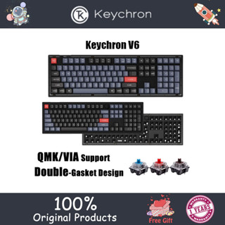 Keychron V6 108-คีย์ คีย์บอร์ดเมคคานิคอล แบบมีสาย QMK เปลี่ยนคีย์ VIA RGB พร้อมลูกบิด