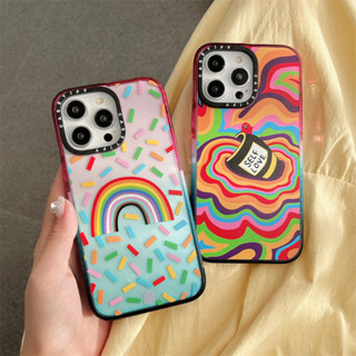 CASE.TIFY cotton candy Phone case for iphone 14 14pro 14promax 13 13pro 13promax Cute Fashion Multicolored rainbow doodle Shock-proof air cushion cartoon SELF LOVE phone case simple style 12 12pro 12promax 11 2023 New Design HD transparent Phone case ins