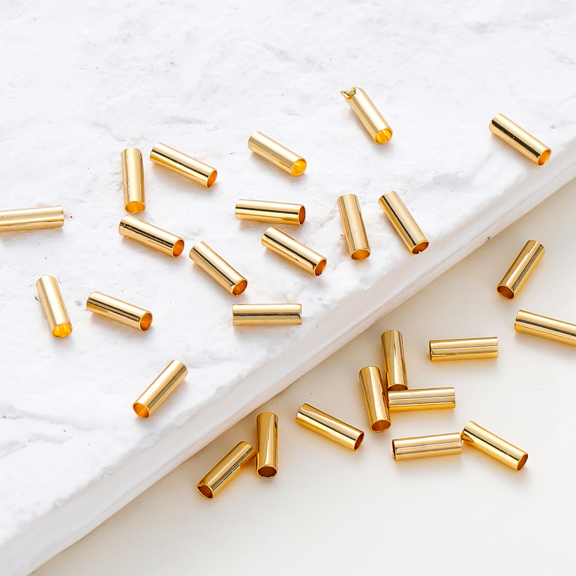 ท่อทองแดงชุบสีทอง 100 ชิ้น สำหรับเครื่องประดับแฟชั่น DIY