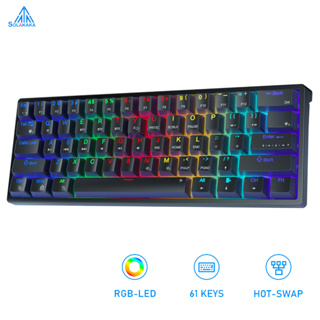 Aula Solakaka SK961 61 คีย์บอร์ดเชิงกลบลูทู ธ 5.0 สาย RGB Light มินิคีย์บอร์ดเกมมิ่งแบบพกพา