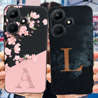 เคสมือถือ แบบนิ่ม ลายดอกไม้ ตัวอักษร สําหรับ Infinix Hot 30i Infinix Hot 30i NFC X669 X669C X669D