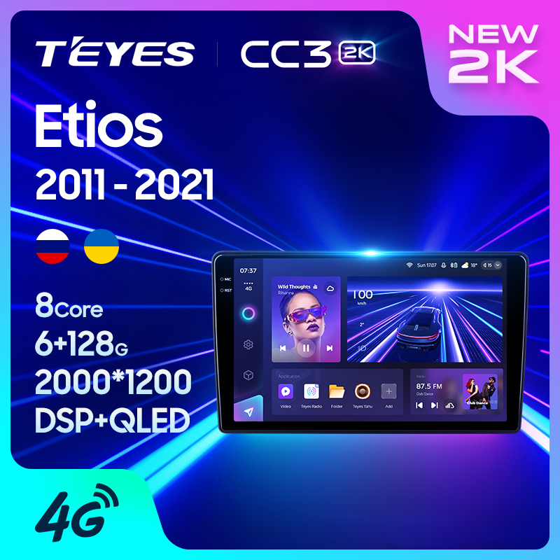 Teyes CC3 2K เครื่องเล่นมัลติมีเดีย วิทยุรถยนต์ GPS Android 10 No 2din 2 din dvd สําหรับ Toyota Etios 2011-2021