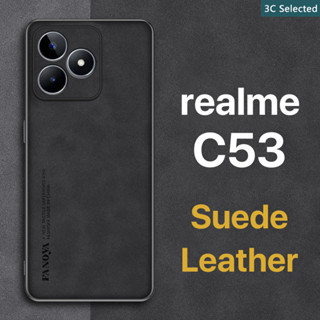 หนังกลับ เคส realme C53 Case สัมผัสที่สบาย ป้องกันลายนิ้วมือ ขอบTPUนุ่ม ป้องกันกล้อง ปกป้องหน้าจอ กันกระแทก OPPO realme C53 4g 5g