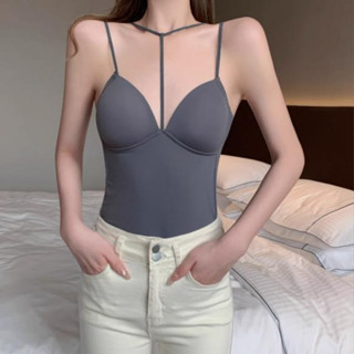 เสื้อกล้าม ผ้าฝ้าย สวมใส่สบาย พร้อมแผ่นรอง แฟชั่นสปอร์ตบรา สําหรับผู้หญิง#X570