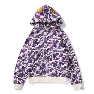 Bape เสื้อฮู้ด ผ้าฝ้าย พิมพ์ลาย มีซิป สําหรับทุกเพศ