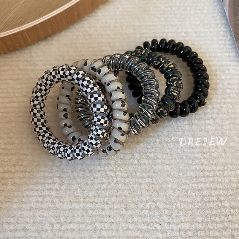 DREJEW ที่มีสีสัน ขดลวดโทรศัพท์ ยางยืด ที่คาดผม ชุดห้าชิ้น ที่เรียบง่าย การเดินท