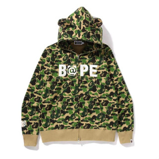 Bape เสื้อฮู้ดลําลอง ผ้าฝ้าย พิมพ์ลาย มีสไตล์ สําหรับทุกเพศ