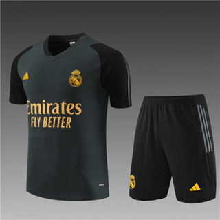 เสื้อกีฬาแขนสั้น ลายทีมฟุตบอล Real Madrid 2023-24 และกางเกงขาสั้น สําหรับเด็ก