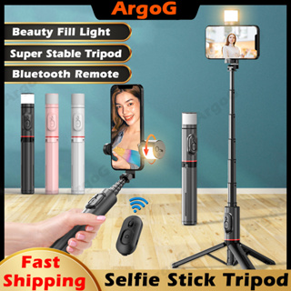 【ArgoG】ขาตั้งกล้องอลูมิเนียมอัลลอยด์ พร้อมรีโมต และไฟ สําหรับ Vlogging เข้ากันได้กับโทรศัพท์มือถือส่วนใหญ่