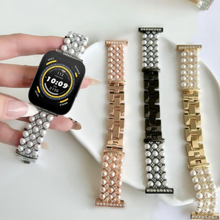 22mm สายนาฬิกาข้อมือโลหะ ประดับมุก หรูหรา สาย amazfit bip 5 Strap Amazfit GTR2/ GTR 3/ GTR 4 / amazfit bip 5 สาย  Huawei watch GT 3 pro / Huawei gt2 สาย GT/GT3SE / Huawei GT3 Strap / gt2e/Huawei watch 3 สาย Realme Watch 2 Pro Strap สายนาฬิกา amazfit bip 5