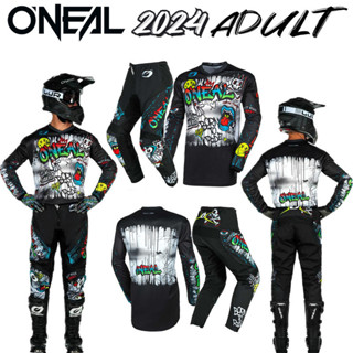 เสื้อกีฬาแขนสั้น ลายทีม ONEAL ELEMENT RANCID BLACK WHITE GEAR Set MX Off Road มี 4 สี 2024