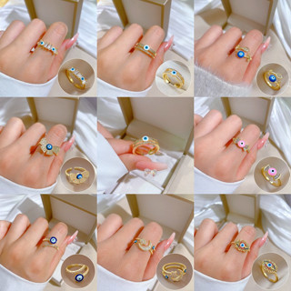 แหวนแฟชั่น ชุบทอง 18k ประดับเพทาย พลอยเทียม รูปดวงตาชั่วร้าย…