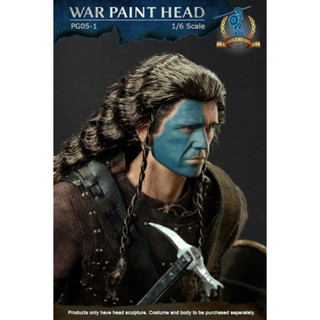 Pangaea ของเล่นฟิกเกอร์ 1/6 Scottish General William Wallace Head Sculpt PG05-01 War Painted DIY 12 นิ้ว