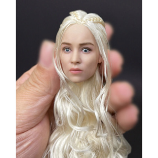 โมเดลฟิกเกอร์ Daenerys Targaryen Silver Hair Emilia Female Head Sculpt ขนาด 1/6 นิ้ว สําหรับฟิกเกอร์ 12 นิ้ว