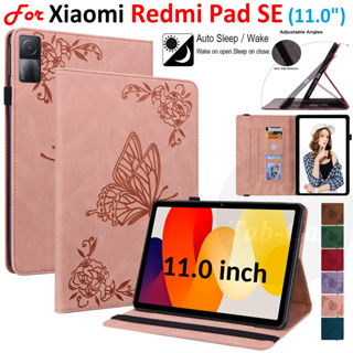 เคสหนัง PU ฝาพับ ลายผีเสื้อ ดอกไม้ 3D พร้อมขาตั้ง สําหรับ Xiaomi Redmi Pad SE 11.0 นิ้ว 2023 RedmiPad 10.61 นิ้ว