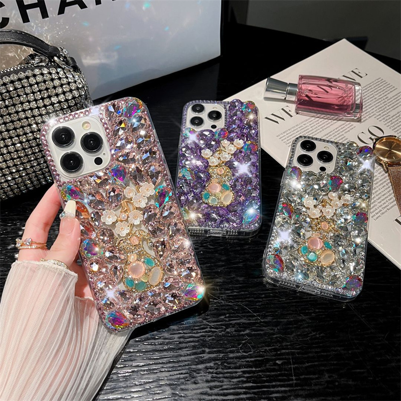 เคสสําหรับ OPPO Reno 12 Pro 5G / Reno12 F / Reno11 F 11Pro / Reno10 Pro + / Reno8 Z 8T / Reno7 Z 6Z / Reno5 เคสโทรศัพท์ Bling Diamond Wintersweet ดอกไม้คริสตัล DIY ฝาครอบป้องกัน