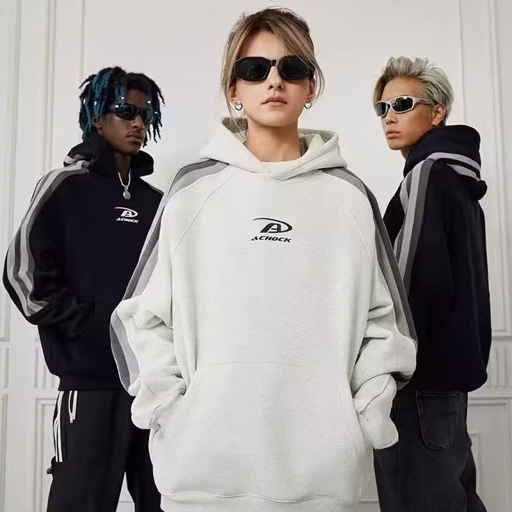 Hiphop Striped Hoodie Casual หลวม Hoody คุณภาพสูงเสื้อกันหนาว Hoodie สําหรับ Unisex