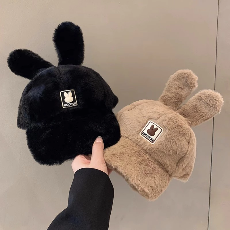 หมวกเบสบอล ผ้ากำมะหยี่แต่งหูกระต่าย สำหรับผู้หญิง thumbnail 5