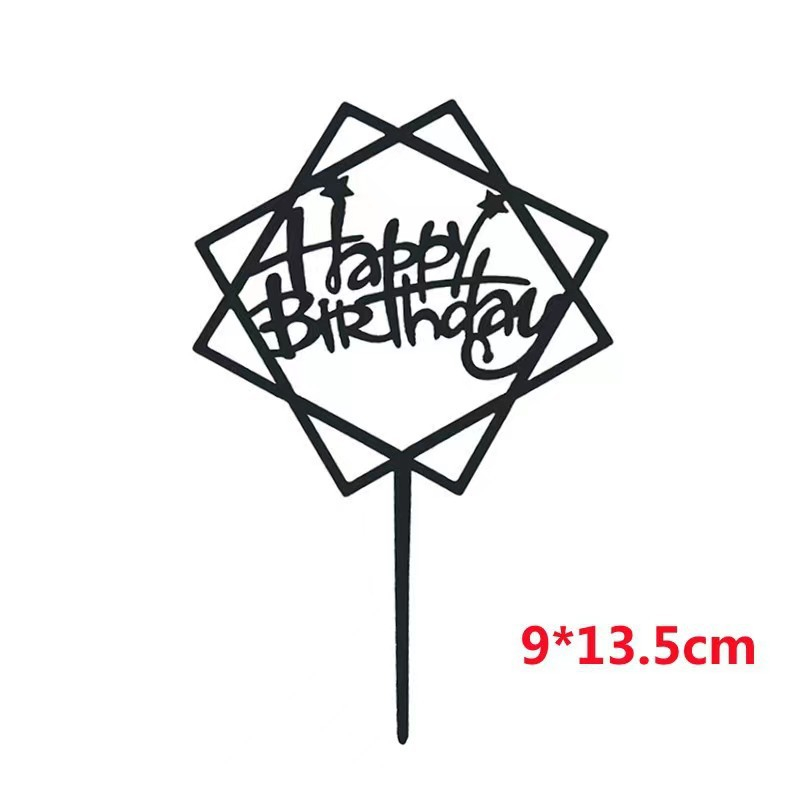 ชุดท็อปเปอร์เค้กสุขสันต์วันเกิดสิบชิ้น-ธงอะคริลิคสีทองสีชมพูสําหรับอาบน้ําทารก, งานแต่งงานและการตกแต่งฉลอง - รูปที่ 5