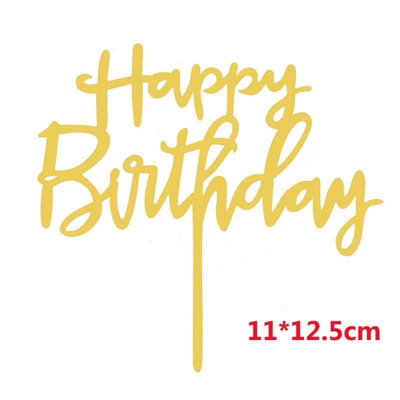 ชุดท็อปเปอร์เค้กสุขสันต์วันเกิดสิบชิ้น-ธงอะคริลิคสีทองสีชมพูสําหรับอาบน้ําทารก, งานแต่งงานและการตกแต่งฉลอง - รูปที่ 6