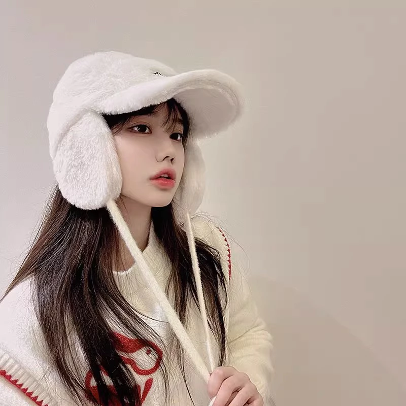 หมวกเบสบอลผ้ากำมะหยี่แต่งหูกระต่ายสำหรับผู้หญิง thumbnail 3