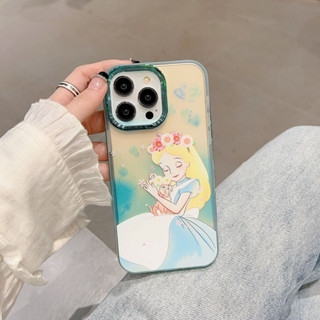 เคสโทรศัพท์มือถือ pc แข็ง กรอบนิ่ม ลายการ์ตูนเจ้าหญิงดิสนีย์ อลิซ สีเขียว สําหรับ iPhone 14Pro max case 13Pro max 12Pro max 14Pro 13Pro 12Pro 11 12 13 14 case