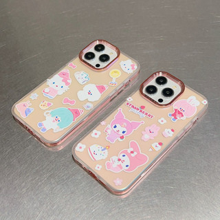 เคสโทรศัพท์มือถือ pc แข็ง ลายการ์ตูนแมวคุโรมิน่ารัก สีชมพู สําหรับ iPhone 14Pro max case 13Pro max 12Pro max 14Pro 13Pro 12Pro 11 12 13 14 case