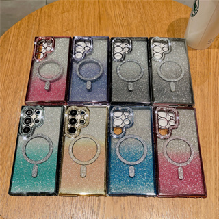 หรูหรา เพชรน้ำ ไล่โทนสี แวววาว Magnetic ซองโทรศัพท์ Samsung Galaxy S23 Ultra S23 Plus S23 S22 Ultra S22 Plus S22 Case เคสโทรศัพท์ใหม่ ชุบด้วยไฟฟ้า TPU ป้องกันการตก เคสมือถือซัมซุง