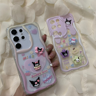 ครีม 3D สามมิติ ตุ๊กตา น่ารัก Kuromi เคส Samsung Galaxy S23 Ultra S22 Ultra S21 FE S22 S23 Plus + S20FE A54 A34 A24 A73 A53 A33 A23 A13 A72 A52 A52S A12 A71 A51A Case โปร่งใส ซิลิกาเจล นุ่ม ซัมซุง เคส