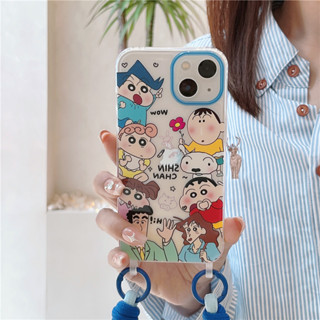 เคสนิ่ม ลายการ์ตูนชินจัง พร้อมสายคล้อง สําหรับ iPhone 11 12 13 14 15 PRO MAX iPhone14 iPhone14Pro