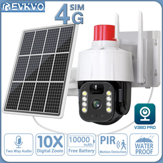 Evkvo กล้องวงจรปิดรักษาความปลอดภัย 5MP 4G แบตเตอรี่ในตัว ตรวจจับการเคลื่อนไหว PIR ไร้สาย WiFi ซูมได้ 10X เวอร์ชั่นกลางคืน PTZ IP V380 APP