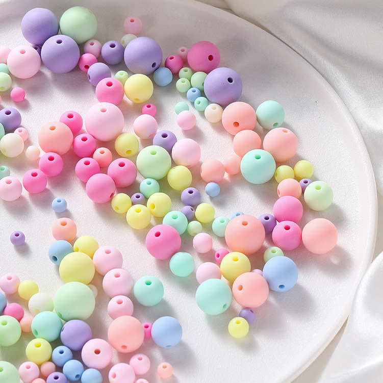 St.kunkka 100Pcs ลูกปัดอะคริลิค คละสี 6-14 มม. สําหรับทําเครื่องประดับ สร้อยคอ สร้อยข้อมือ DIY