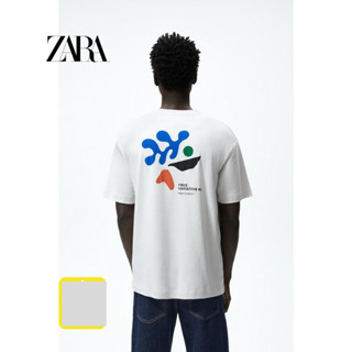 Zara เสื้อยืด พิมพ์ลาย สําหรับผู้ชาย และผู้หญิง F83KGM