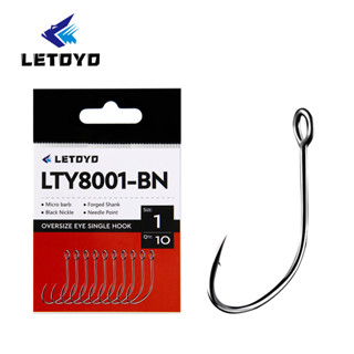 Letoyo คันเบ็ดตกปลา เหล็กคาร์บอน ขนาดใหญ่ สีดํา สําหรับตกปลา 10 ชิ้น