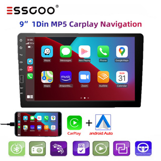 Essgoo เครื่องเล่นมัลติมีเดีย MP5 วิทยุ 1 Din หน้าจอสัมผัส 9 นิ้ว รับสัญญาณ FM USB AUX สําหรับรถยนต์