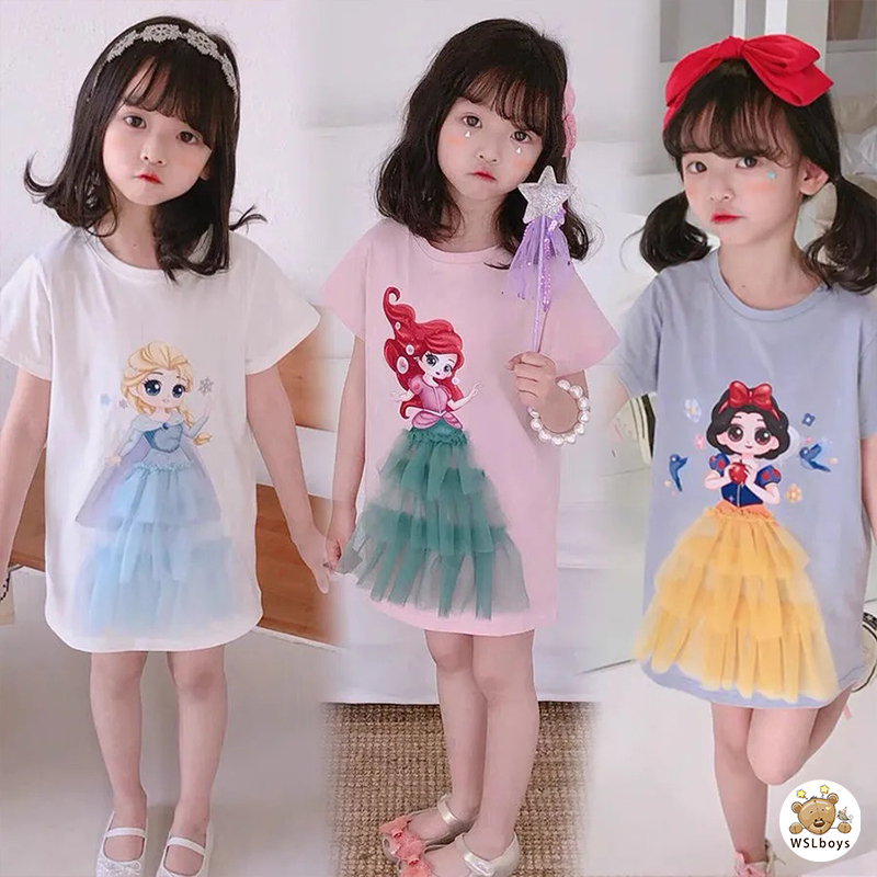 ชุดเด็กผู้หญิงใหม่ล่าสุด/ชุดเดรสแขนสั้นเด็กผู้หญิง/เสื้อผ้าเด็กผู้หญิง/เจ้าหญิง Esha/1-9 ขวบ
