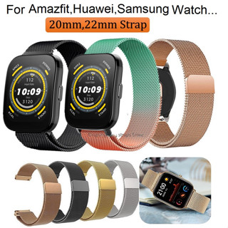 สาย amazfit bip 5 ข้อมือสเตนเลส สไตล์มิลาน สายนาฬิกา Amazfit Bip 5 Strap Amazfit GTS/GTS 2/Amazfit GTS 3/ Amazfit GTS 4 mini / Amazfit Bip 3 pro Strap Amazfit Bip U pro/amazfit bip 5 สาย GTR2/GTR 3/GTR 4/Huawei GT/GT2/GT3 Strap Galaxy Watch 4 / 5 / 6 สาย