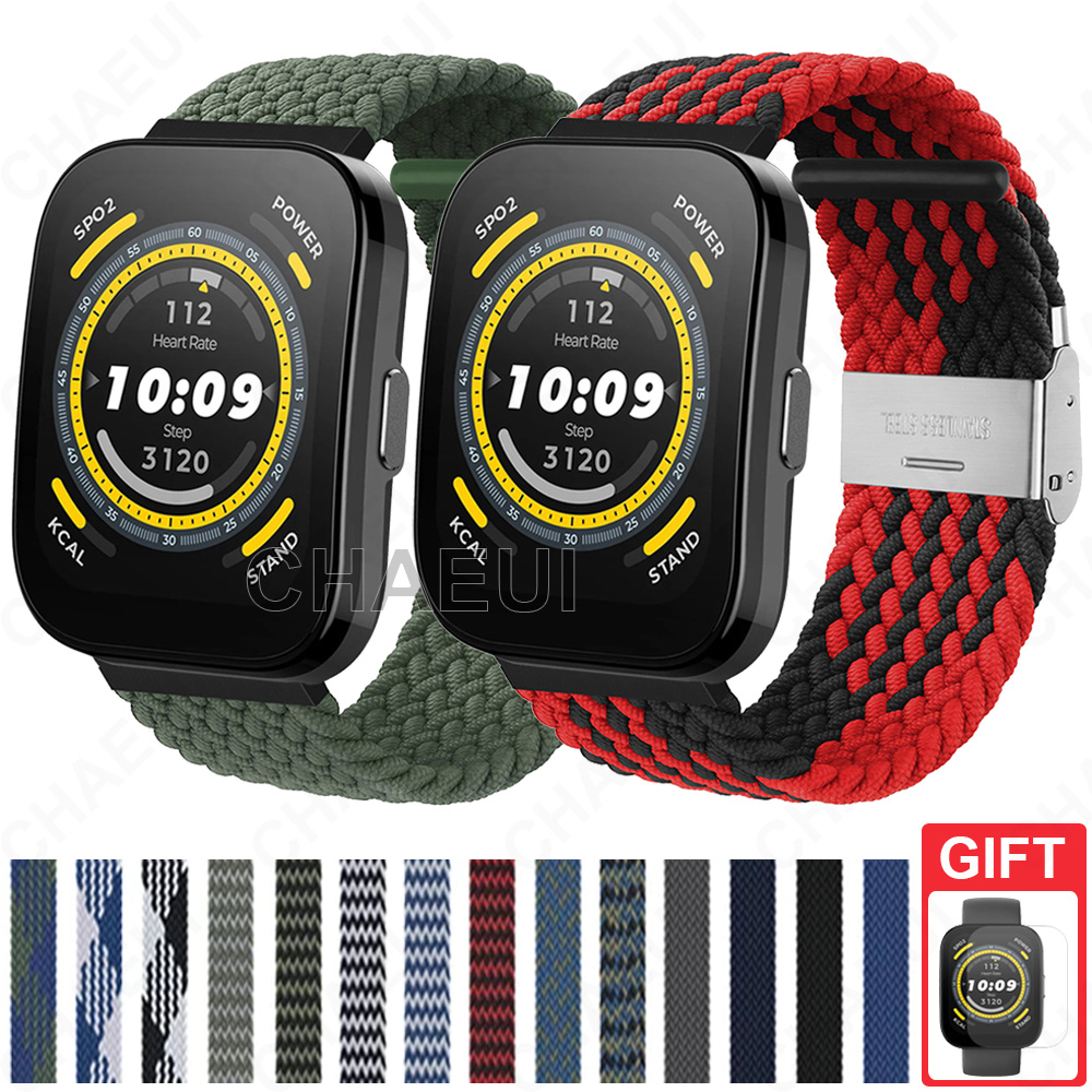 สายรัดไนลอนแบบถักสําหรับ Huami Amazfit Bip 5 Unity 3 U Pro S / GTS 4 Mini 3 2