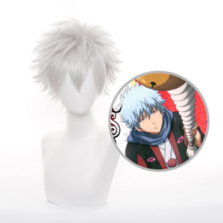 Gintama วิกผมสังเคราะห์ สีเงิน ลายการ์ตูนอนิเมะญี่ปุ่น Sakata Gintoki