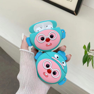 เคสหูฟังบลูทูธ tpu แบบนิ่ม ลายการ์ตูนน่ารัก สีฟ้า สําหรับ airpods 1 2 3 pro