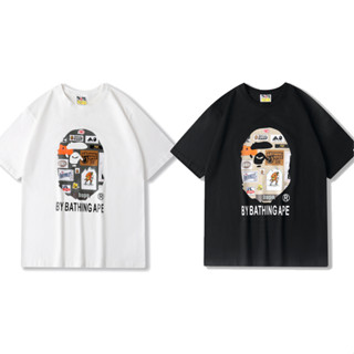 Bape เสื้อยืด คอกลม แขนสั้น ผ้าฝ้าย พิมพ์ลาย แฟชั่นสําหรับผู้ชาย และผู้หญิง