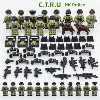 Hk ตํารวจ สีเขียว เคาน์เตอร์ หน่วยการตอบสนองการก่อการร้าย 12 ชิ้น / เซต ทหาร พิเศษ Ops Commando ฟิกเกอร์ ขนาดเล็ก บล็อกตัวต่อ อุปกรณ์เสริมสําหรับเด็ก ประกอบของเล่น