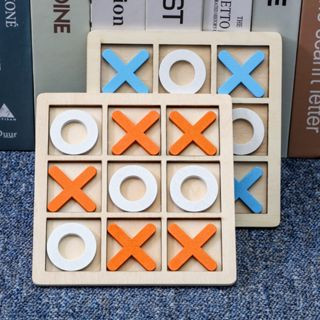 ของเล่นไม้ปริศนา Montessori XO Tic-tac-toe แบบโต้ตอบ สําหรับเล่นเกม