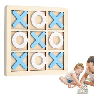 ของเล่นไม้ เกมกระดานหมากรุก XO Tic Tac Toe Montessori ลําลอง สําหรับเด็ก