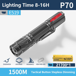 Smilingshark E519 ไฟฉาย led สว่างมาก P70 4000lm พร้อม 4 โหมด 21700 Type-C กันน้ํา ชาร์จซ้ําได้ สําหรับตั้งแคมป์ เดินป่า ครัวเรือน