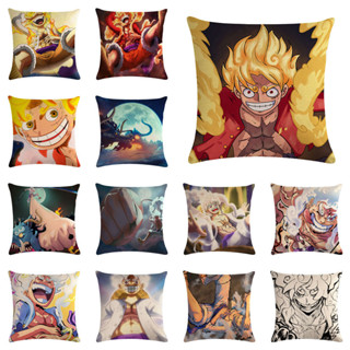 ปลอกหมอน ผ้าลินิน พิมพ์ลาย One Piece 45x45 เซนติเมตร สําหรับตกแต่งบ้าน 5 ชิ้น