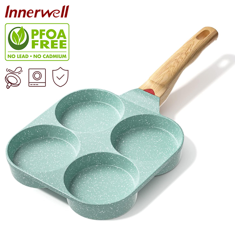 Innerwell สีเขียว Nonstick กระทะไข ่ กระทะอาหารเช ้ าแพนเค ้ กสวีเดน PFOA ฟรีมัลติฟังก ์ ชั ่ นเหมาะสําหรับเตาทั ้ งหมด Induction เข ้ ากันได ้
