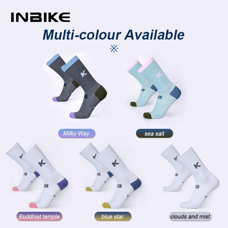 INBIKE ถุงเท้ากีฬามืออาชีพ 1/3/5 คู่ ถุงเท้าวิ่งสำหรับผู้ชายและผู้หญิง ดูดซับเหงื่อและความชื้น ความยืดหยุ่นสูง เหมาะสำหรับกีฬา วิ่ง ขี่จักรยาน ปีนเขา ฯลฯ