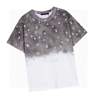 เสื้อยืดคอกลม แขนสั้น พิมพ์ลายโลโก้ตัวอักษร Lv Starry Sky ไล่โทนสี แฟชั่นฤดูร้อน